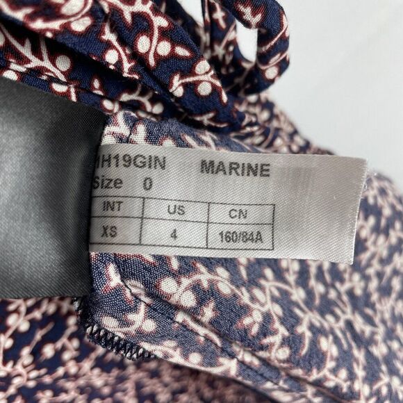 ba&sh Gin Long Sleeve Wrap Midi Dress In Marine Navy Blue Red XS - Picture 9 of 9